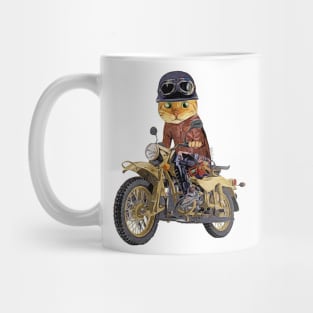 Cat riding motorcycle Mug